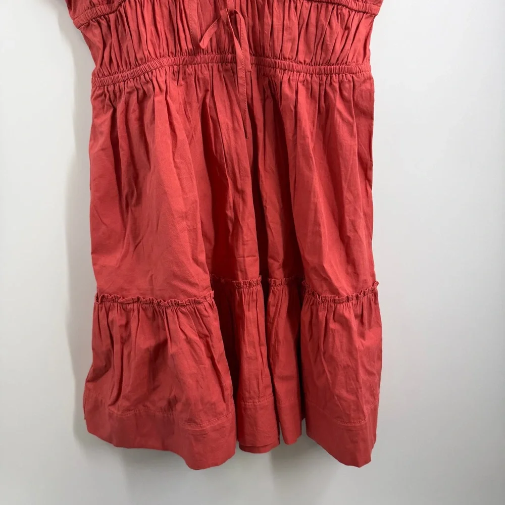 J.Crew Re-Imagined Cotton Puff Sleeve Smocked Mini Dress Red Small NWT
